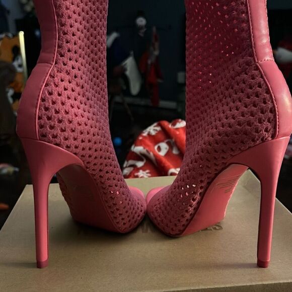 Steve Madden Evelina Pink Fashion Pull On Open Toe Ankle Bootie Fashion Boots. S - Picture 5 of 8